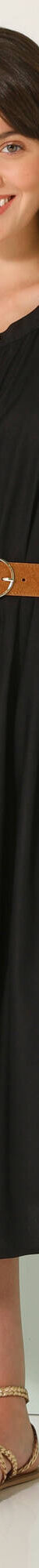 Robe longue boutonnée unie, fluide (noir) Robe longue boutonnée unie, fluide (noir)